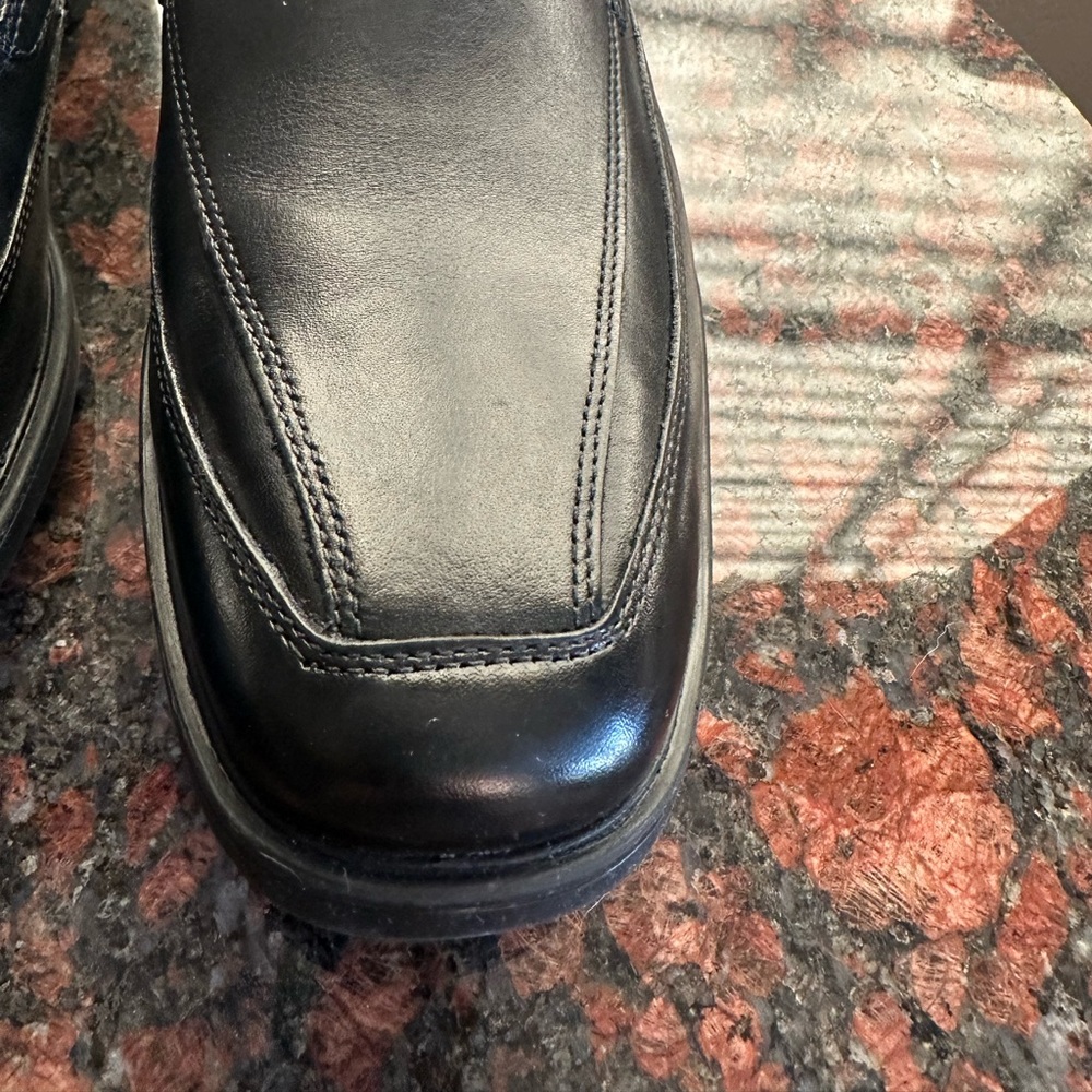Men’s Black Leather Slip-On Loafers Size 11.5 Classic Dress Shoes Comfort Style - Picture 5 of 11